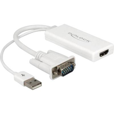 Delock 62460 VGA / USB / HDMI Adapter [1x VGA plug, USB 2.0 connector A - 1x HDMI socket] White 25.00 cm