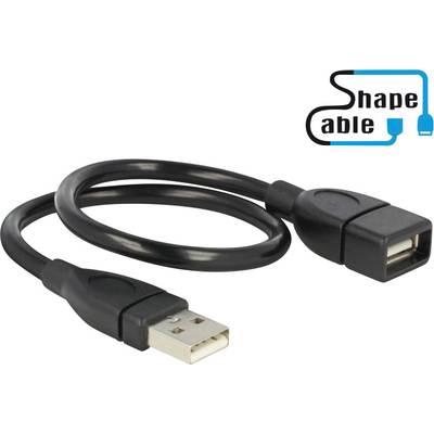 Delock USB cable USB 2.0 USB-A plug, USB-A socket 0.35 m Black flexible gooseneck cable 83498