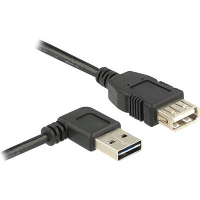 Delock USB cable USB 2.0 USB-A plug, USB-A socket 1.00 m Black Duplex use connector, gold plated connectors, UL-approved 83551