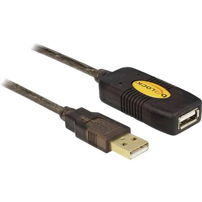 Delock USB cable USB 2.0 USB-A plug, USB-A socket 30.00 m Black gold plated connectors, UL-approved 83453