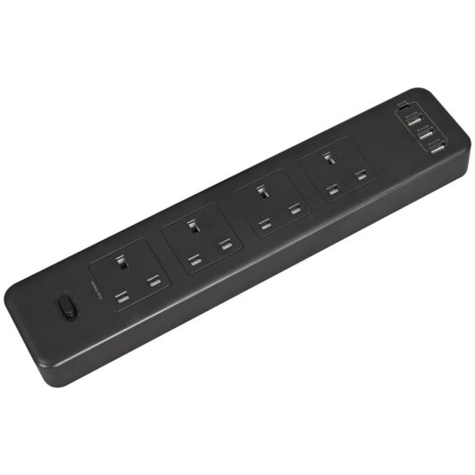 Sealey 4 Socket Extension Lead 2 USB Sockets 240v 3m
