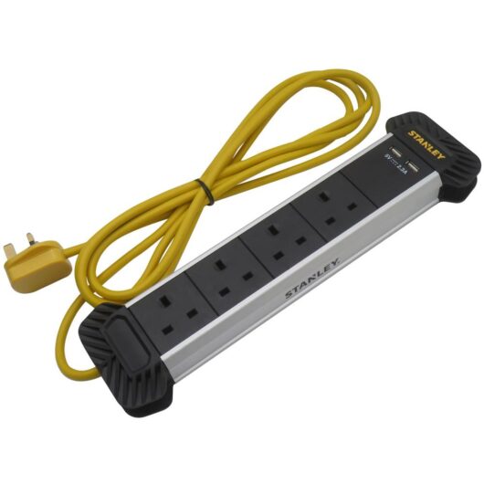 Stanley 4-Gang + 2 USB Powerboard with Cable Management