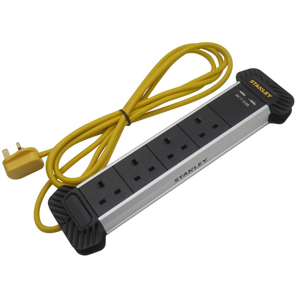 Stanley 4-Gang + 2 USB Powerboard with Cable Management