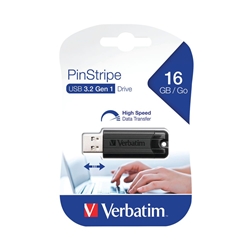 Verbatim Black Pinstripe 16GB USB 3.0 Flash Drive 49316